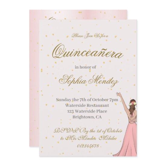 Quinceanera Elegant Pink Gold