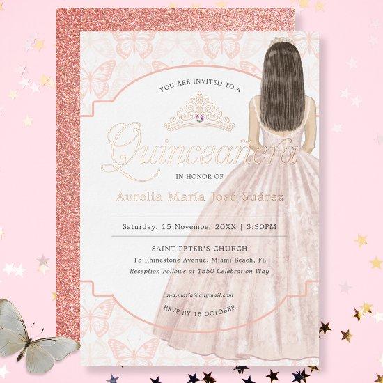 Quinceañera Elegant Rose Gold Glitter Birthday Foil