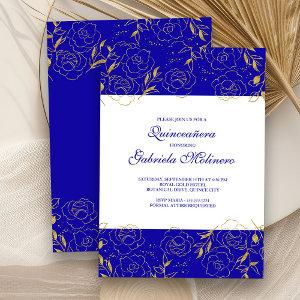 Quinceanera Elegant Royal Blue and Gold Floral