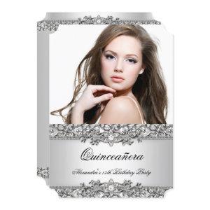 Quinceanera Elegant Silver White Diamond Photo 2