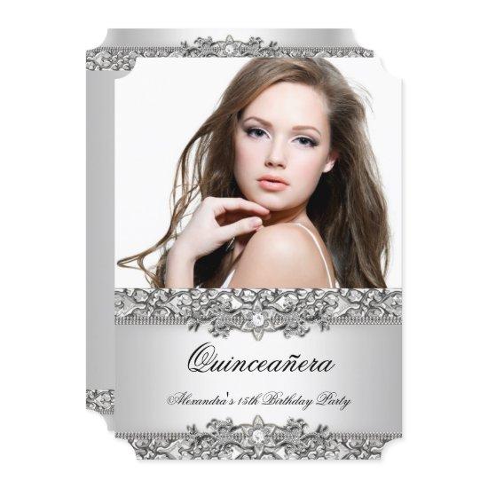 Quinceanera Elegant Silver White Diamond Photo 2