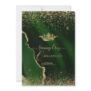 Quinceanera Emerald Green Agate Faux Gold Dust Inv