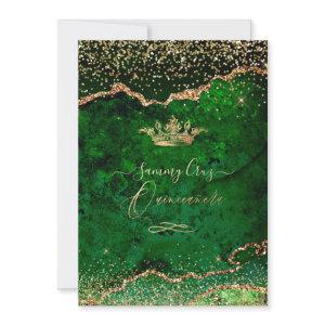 Quinceanera Emerald Green Agate Faux Gold Dust