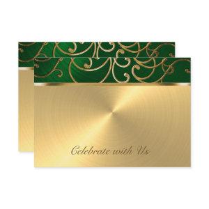 Quinceanera Emerald Green and Gold Filigree Swirls