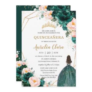 Quinceañera Emerald Green Blush Floral Princess