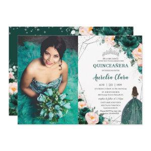 Quinceañera Emerald Green Blush Floral Princess