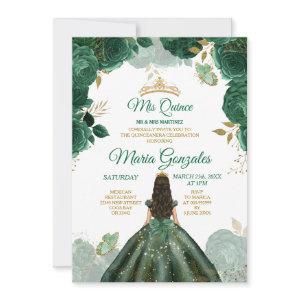 Quinceañera Emerald Green Butterfly Gold Crown