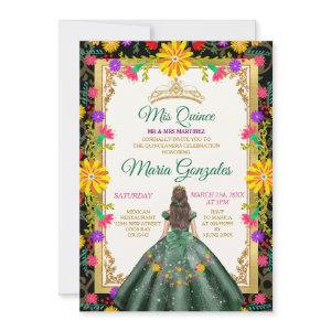Quinceanera Emerald Green Colorful Flower Birthday