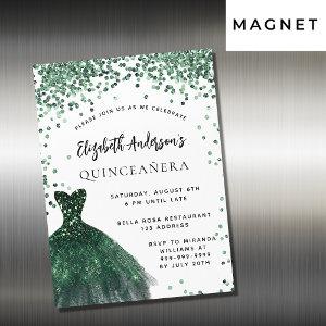 Quinceanera emerald green dress white luxury magnetic