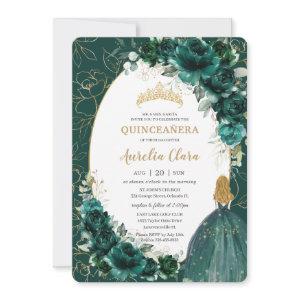 Quinceañera Emerald Green Floral Blonde Princess