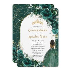 Quinceañera Emerald Green Floral Brown Princess