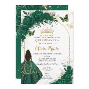 Quinceañera Emerald Green Floral Brown Princess