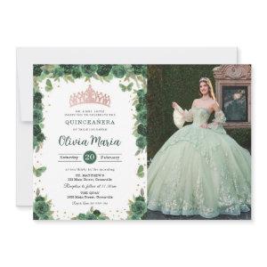Quinceañera Emerald Green Floral Butterflies Photo