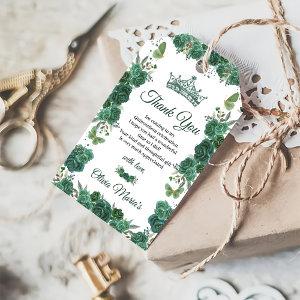 Quinceañera Emerald Green Floral Butterflies Tiara Gift Tags