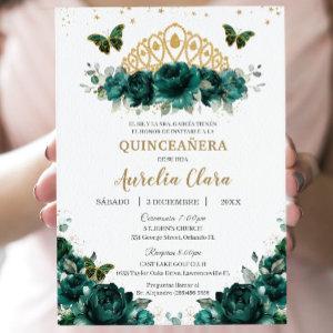 Quinceañera Emerald Green Floral Crown Español