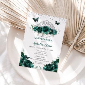 Quinceañera Emerald Green Floral Crown Español