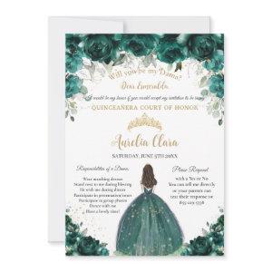 Quinceañera Emerald Green Floral Dama Request