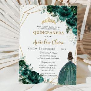 Quinceañera Emerald Green Floral Princess Español
