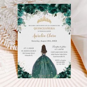 Quinceañera Emerald Green Floral Tiara Princess