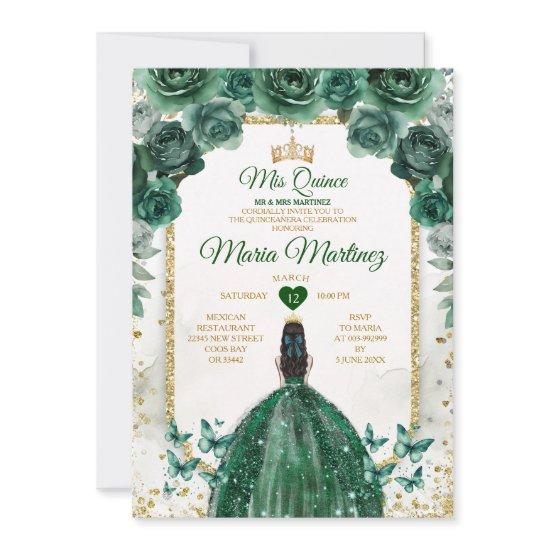 Quinceañera Emerald Green & Gold Crown Birthday
