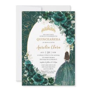 Quinceañera Emerald Green Gold Floral Princess
