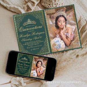 Quinceanera emerald green gold Princess Tiara