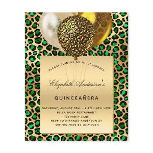 Quinceanera emerald green leopard balloon budget flyer