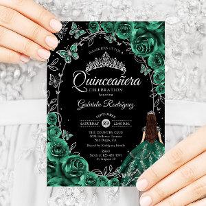 Quinceanera Emerald Green Silver Black