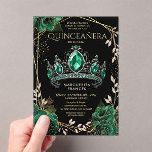 Quinceañera Emerald Green Tiara Black Spanish  Acrylic