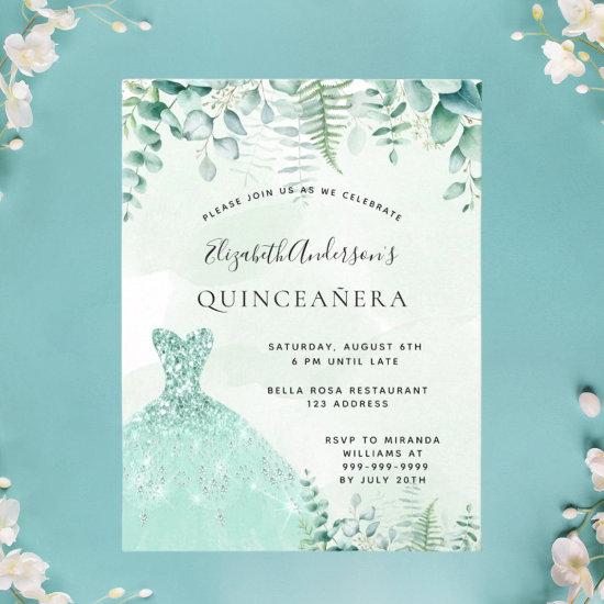 Quinceanera enchanted forest dress  postcard