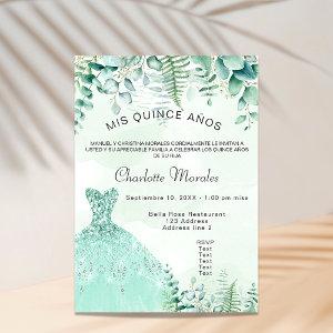 Quinceanera enchanted forest ferns dress  postcard
