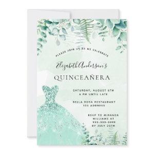 Quinceanera enchanted forest greenry dress