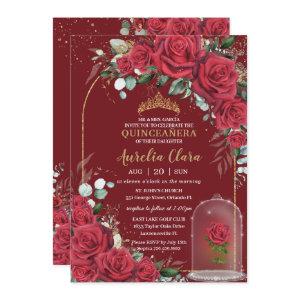 Quinceañera Enchanted Red Rose Floral Princess