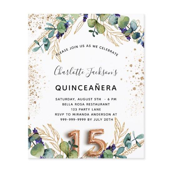 Quinceanera eucalyptus greenery budget  flyer
