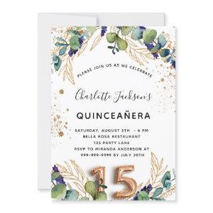 Quinceanera eucalyptus greenery glitter elegant