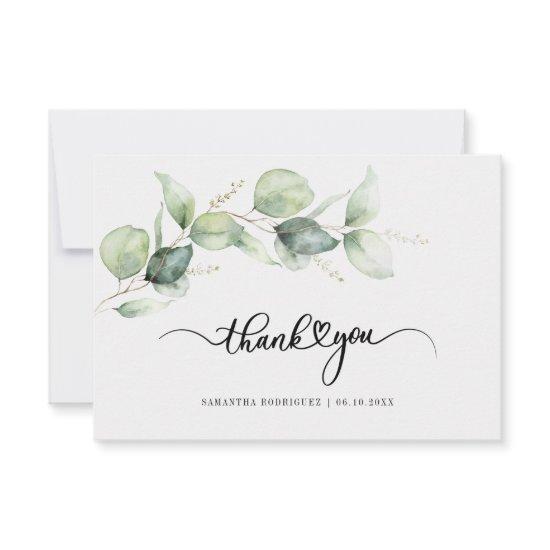 Quinceanera Eucalyptus Hand-Lettered Thank You