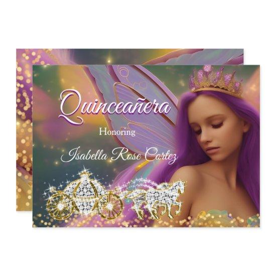 Quinceanera Fairytale Purple Pink Gold Carriage 2
