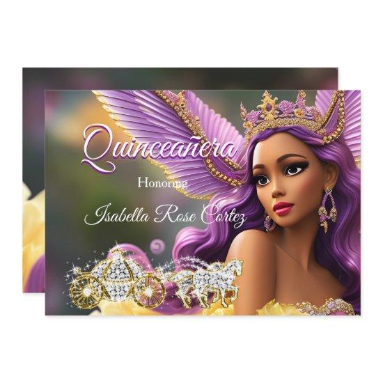 Quinceanera Fairytale Purple Pink Gold Carriage A