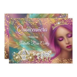 Quinceañera Fairytale Purple Pink Gold Carriage