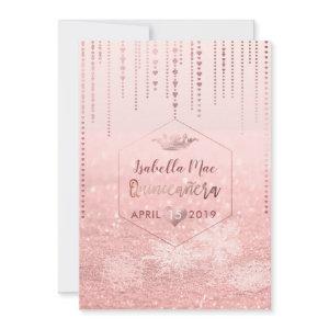 Quinceanera/Faux Rose Gold Hearts+Snowflakes