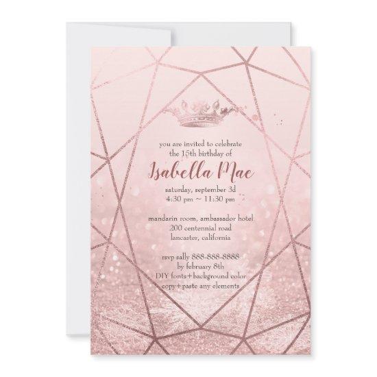 Quinceanera/Faux Rose Gold Snowflakes+Crown