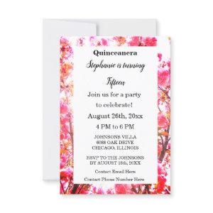 Quinceanera Fifteenth Birthday Cherry Pink Floral
