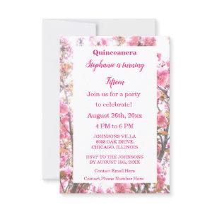 Quinceanera Fifteenth Birthday Pink Cherry Floral