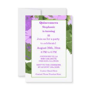 Quinceanera Fifteenth Birthday Purple Floral Girly