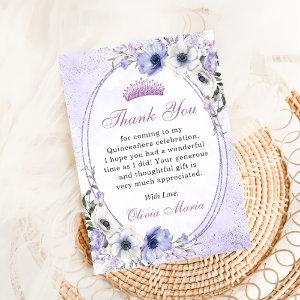 Quinceañera Floral Butterflie Tiara Thank You Card