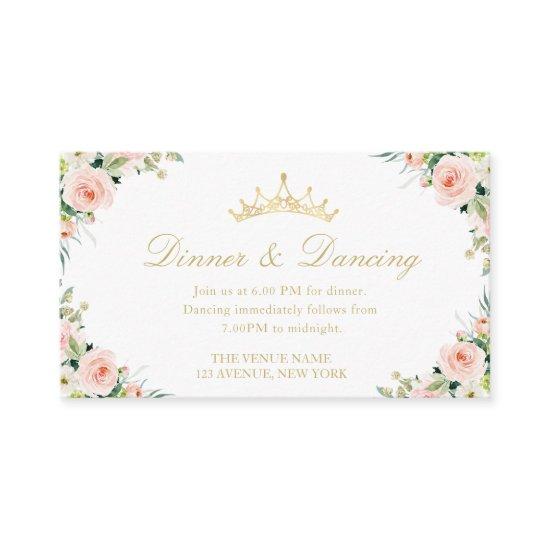 Quinceanera floral Dinner & Dancing card