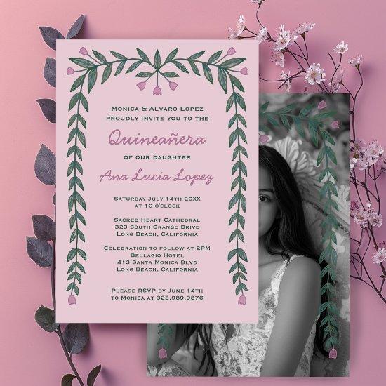 Quinceañera Floral Frame Custom Photo