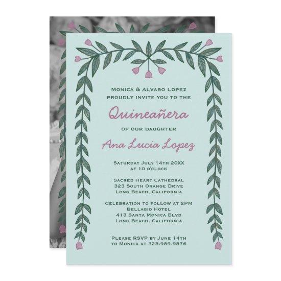 Quinceañera Floral Frame Custom Photo
