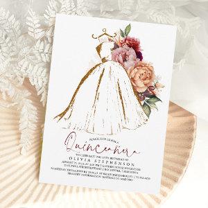 Quinceañera Floral Gold Dress 15th Birthday