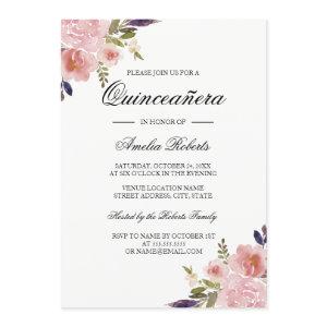 Quinceanera Floral Watercolor Peonies Pink Purple